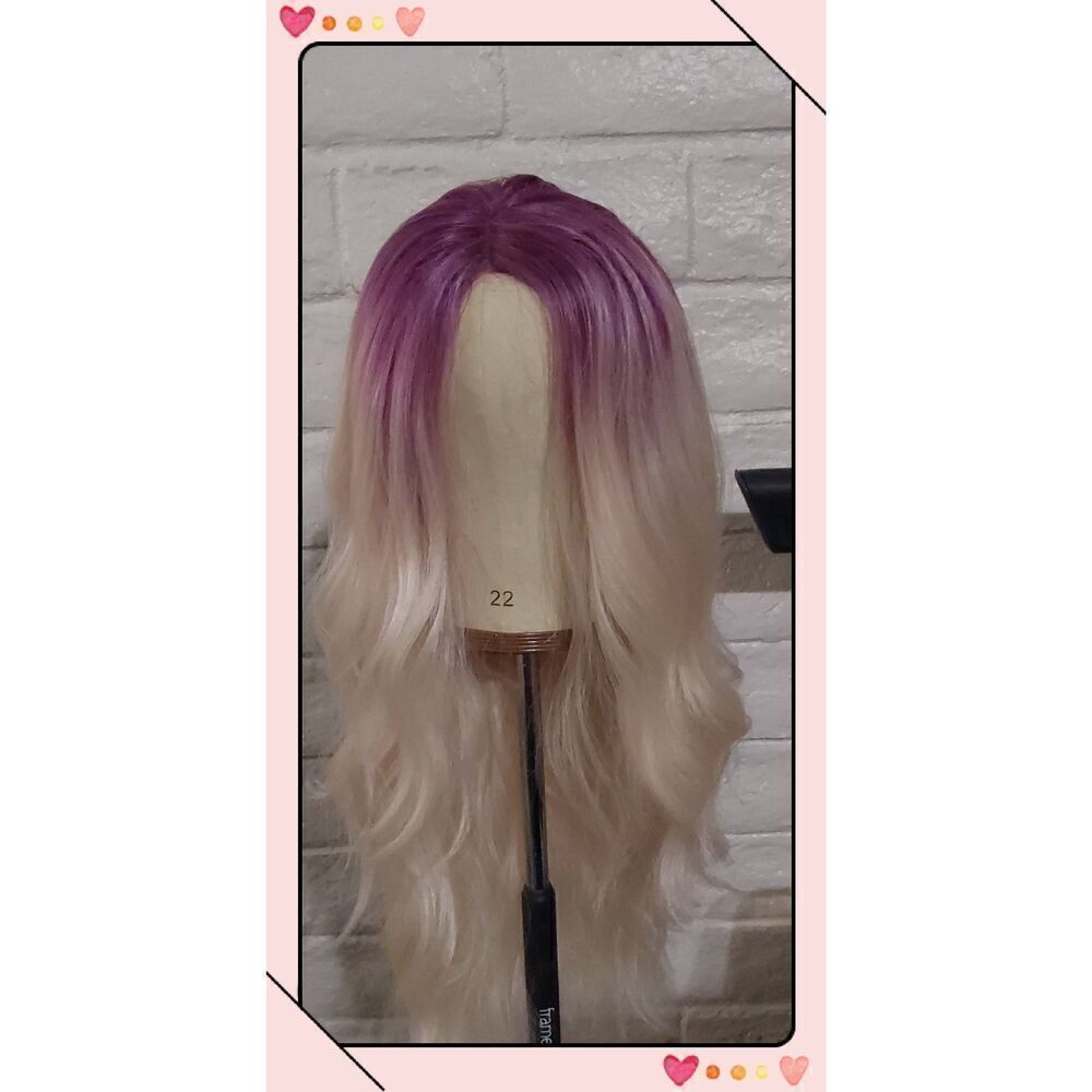Gorgeous Light Blonde & Magenta Human Hair Blend Wig